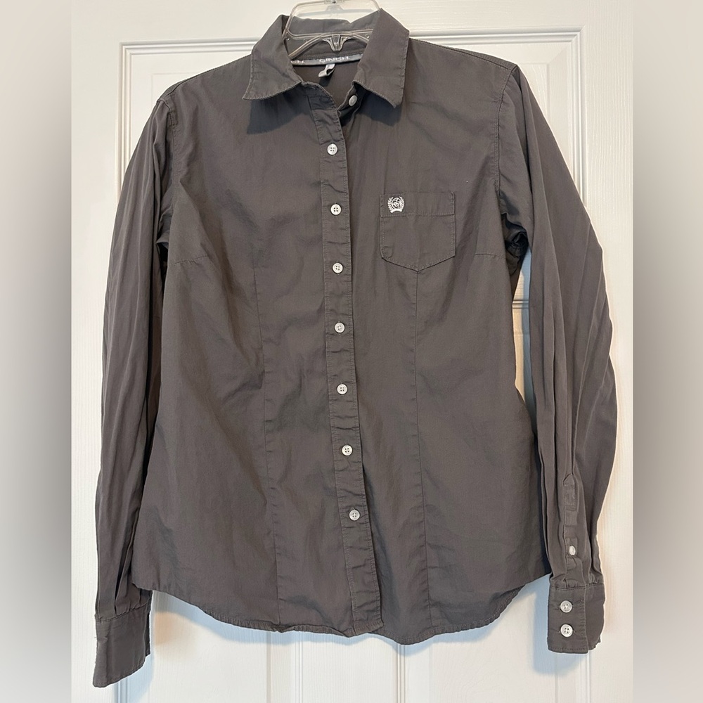 Cinch Women's Button-Down Shirt in Dark Gray